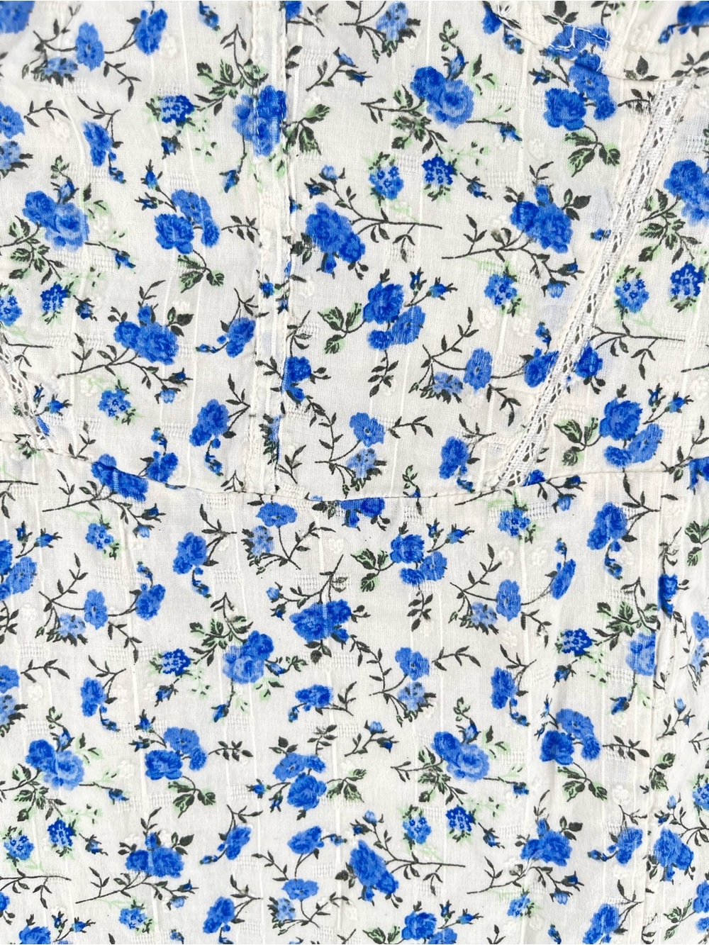 Bershka Blue Floral Corset Midi Dress Lace-Up Back Cotton Lined Women’s L - Picture 5 of 15